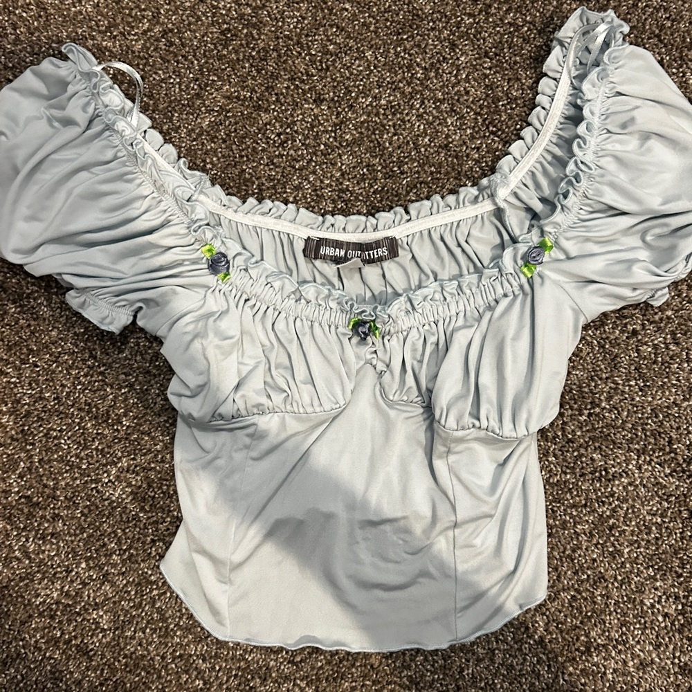 Urban Outfitters Light Blue Ruched Blouse